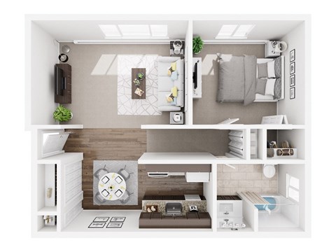 Floor plan for 1 bed, 1 bath, 650 sqft